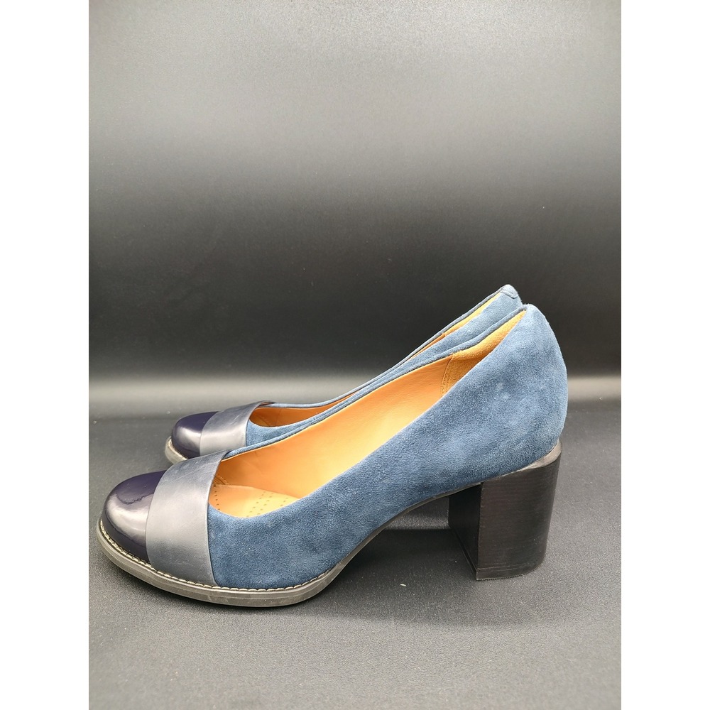 Clarks Artisan Women Blue Suede Cap Toe Block Heels Pumps Shoes US 7 M - Picture 7 of 10